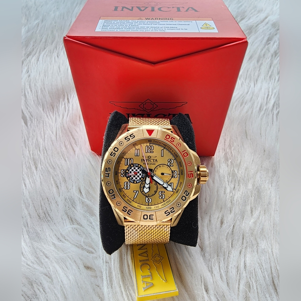 Invicta Gold Chronograph Watch Original Brand New